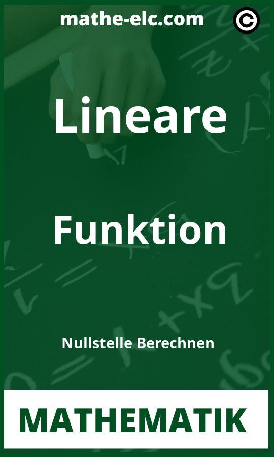 Lineare Funktion Nullstelle berechnen Aufgaben PDF