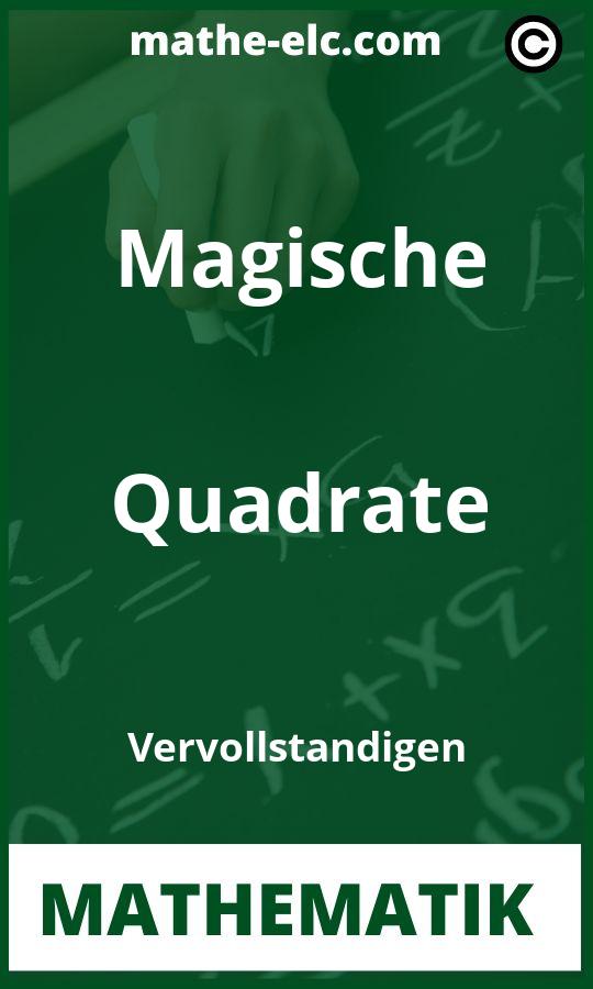 Magische Quadrate vervollständigen Aufgaben PDF