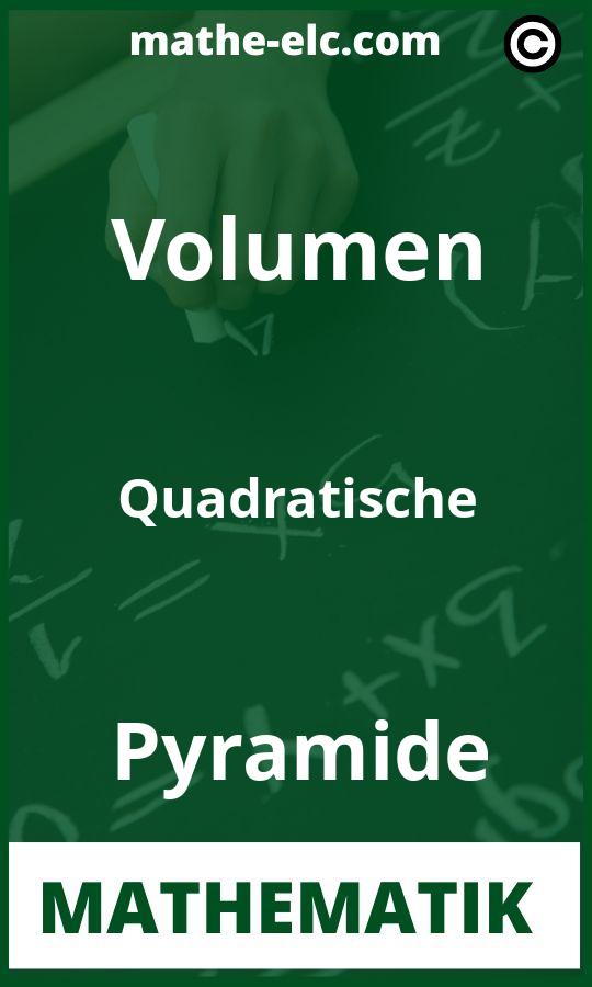 Volumen quadratische Pyramide Aufgaben PDF